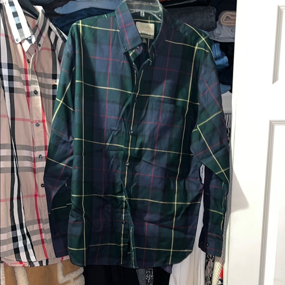 Green Plaid Button-Up Shirt